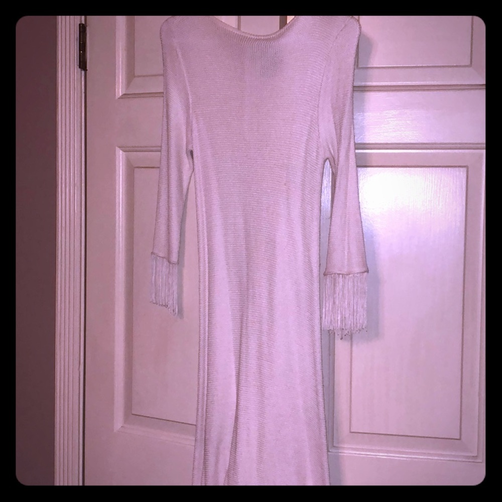 UNIF XS RARE white fringe dress